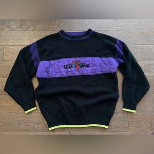 Vintage CHAMS ski Crewneck Sweater in Black and‎ Purple
